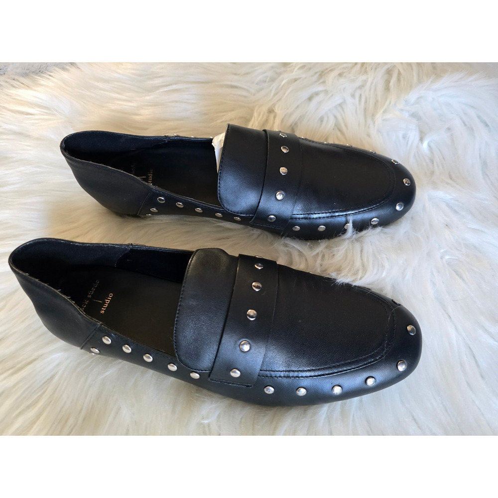 New Anthropologie Suede Studio Studded Black Loafers - EU 40.5 - Picture 4 of 4